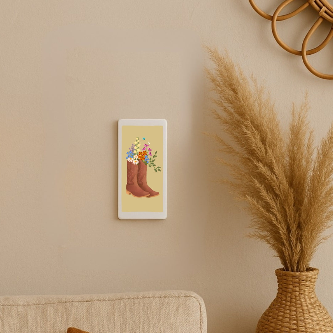 Tegeltje met illustratie - 7.5x15 cm - Cowboy laarzen