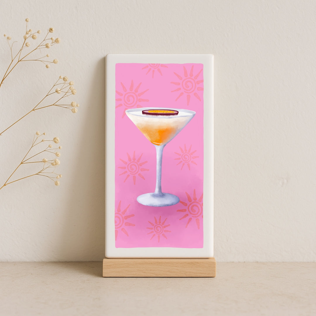 Tegeltje met illustratie - 7.5x15 cm - Cocktail Pornstar Martini