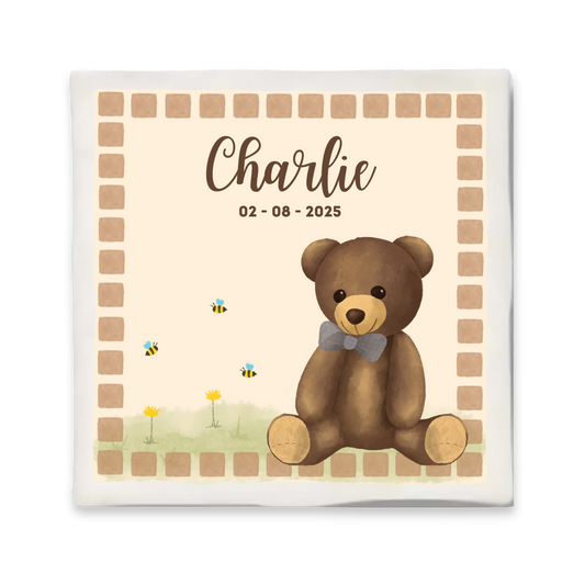 Custom tegeltje met illustratie - 10x10 cm - Bruine Beer