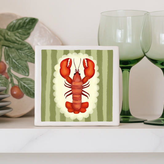 Tegeltje met illustratie - 10x10 cm - Kreeft