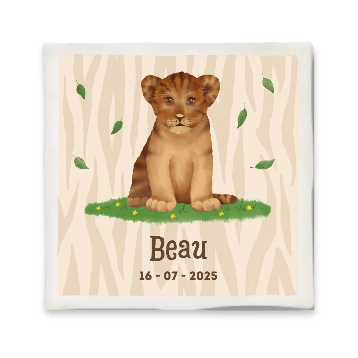 Custom tegeltje met illustratie - 10x10 cm - Leeuwenwelp