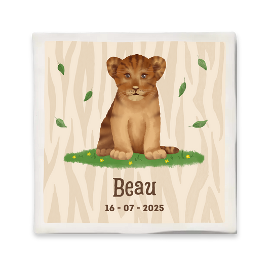 Custom tegeltje met illustratie - 10x10 cm - Leeuwenwelp