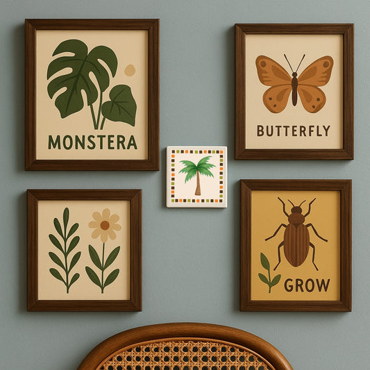 Tegeltje met illustratie - 10x10 cm - Palmboom