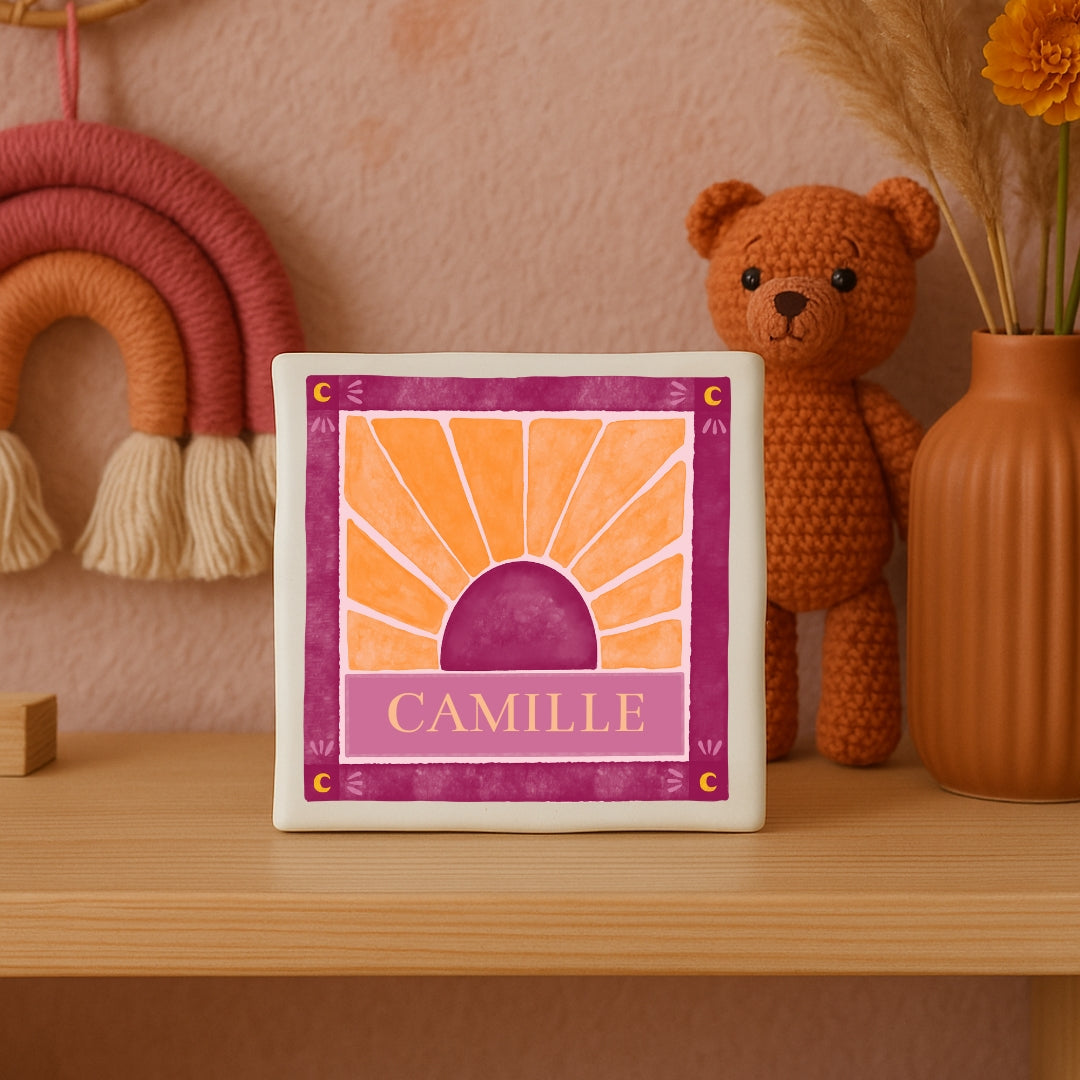 Custom tegeltje met illustratie - 10x10 cm - Zonsopkomst