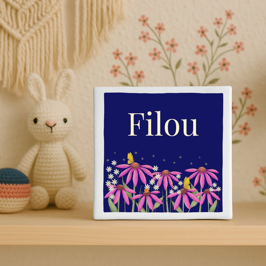 Custom tegeltje met illustratie - 10x10 cm - Bloementuin