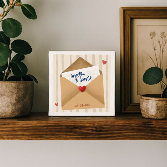 Custom tegeltje met illustratie - 10x10 cm - Liefdesbrief