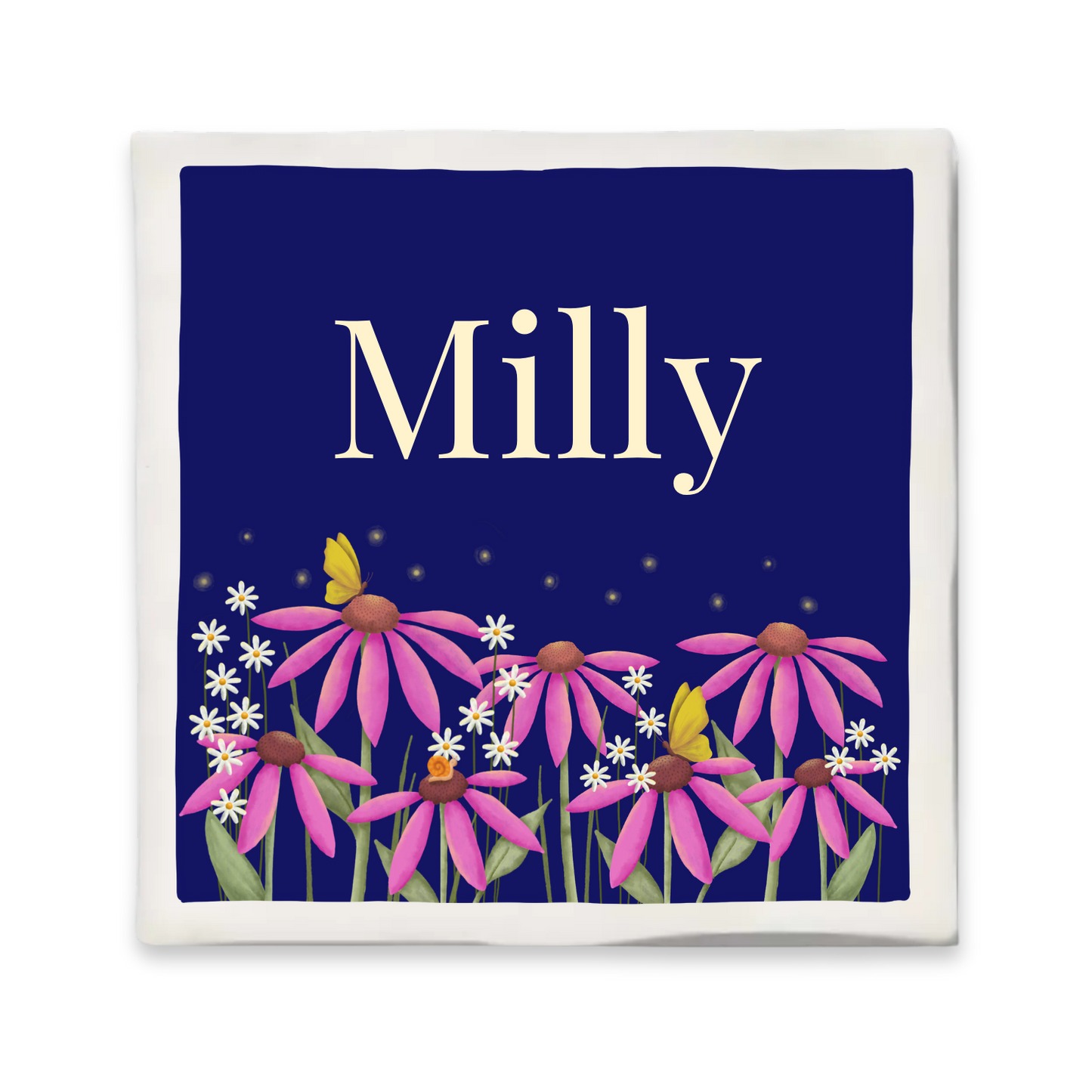 Custom tegeltje met illustratie - 10x10 cm - Bloementuin