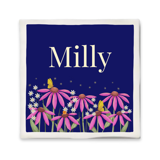 Custom tegeltje met illustratie - 10x10 cm - Bloementuin