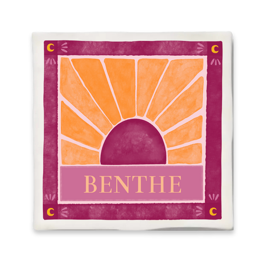 Custom tegeltje met illustratie - 10x10 cm - Zonsopkomst