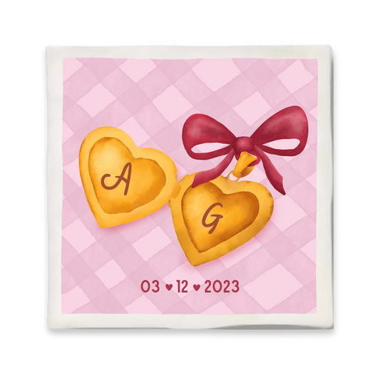 Custom tegeltje met illustratie - 10x10 cm - Hart Medaillon