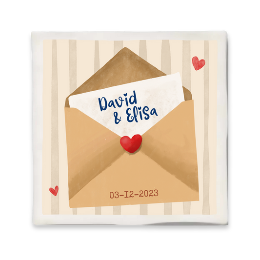 Custom tegeltje met illustratie - 10x10 cm - Liefdesbrief