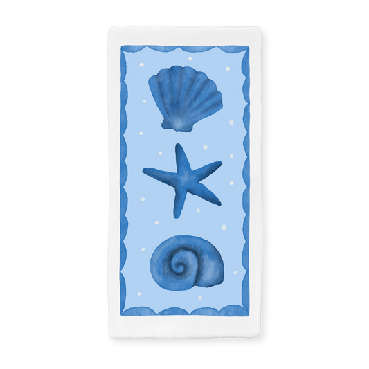 Tegeltje met illustratie - 7.5x15 cm - Blauwe Schelpen