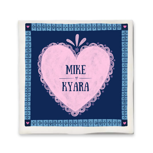 Custom tegeltje met illustratie - 10x10 cm - Roze hart