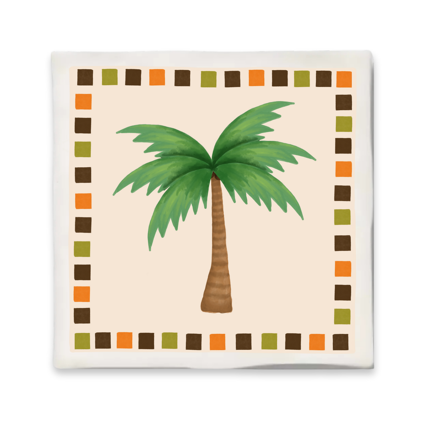 Tegeltje met illustratie - 10x10 cm - Palmboom