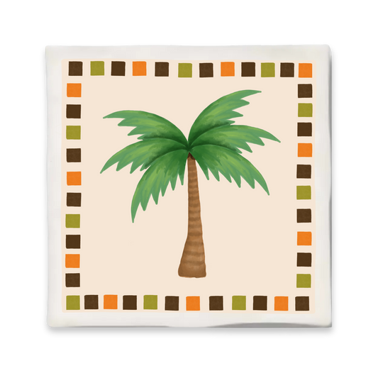 Tegeltje met illustratie - 10x10 cm - Palmboom