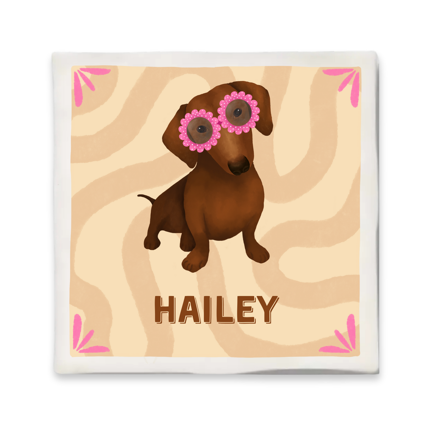 Custom tegeltje met illustratie - 10x10 cm - Teckel