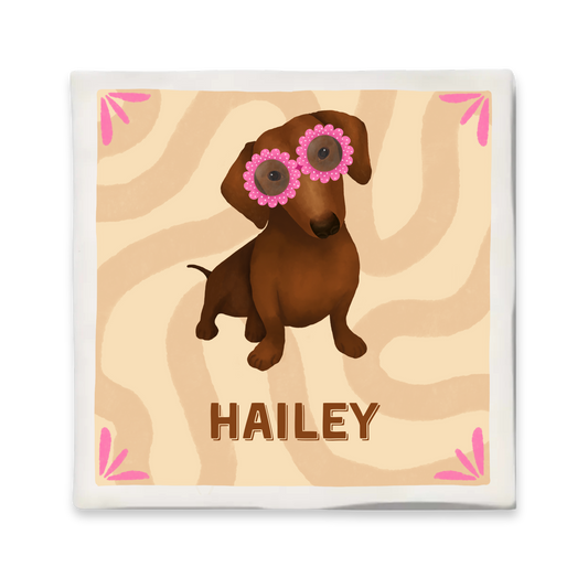 Custom tegeltje met illustratie - 10x10 cm - Teckel