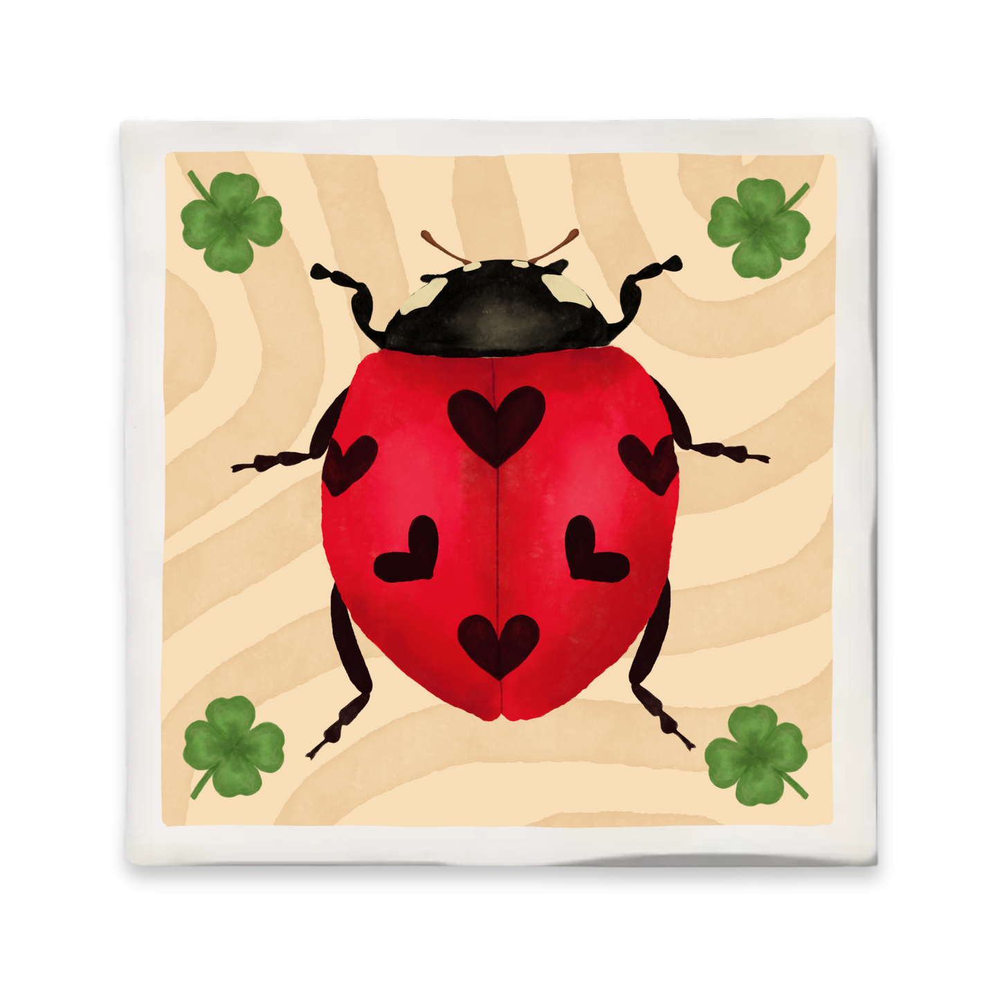Tegeltje met illustratie - 10x10 cm - Lieveheersbeestje