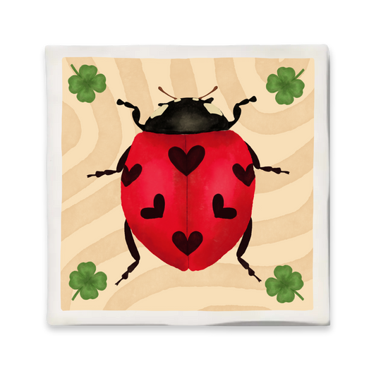 Tegeltje met illustratie - 10x10 cm - Lieveheersbeestje