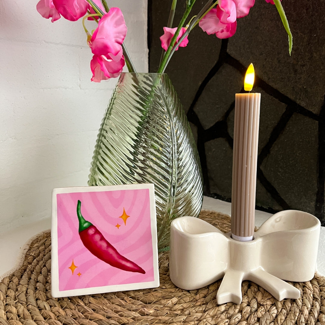 Tegeltje met illustratie - 10x10 cm - Peper