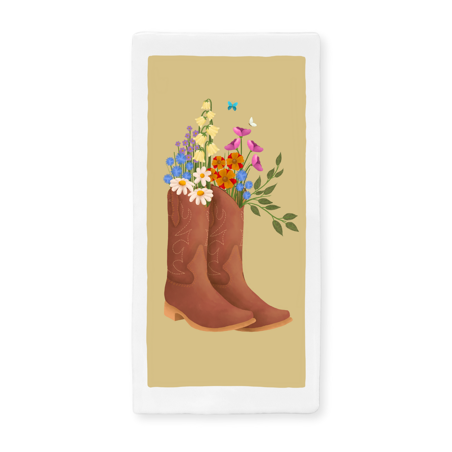 Tegeltje met illustratie - 7.5x15 cm - Cowboy laarzen