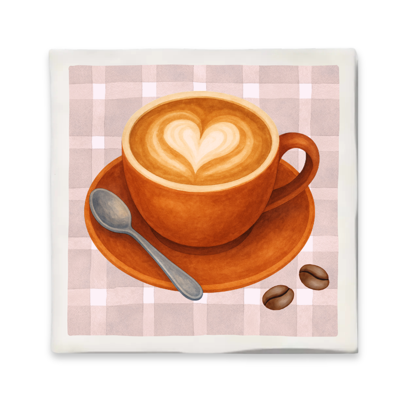 Tegeltje met illustratie - 10x10 cm - Koffie