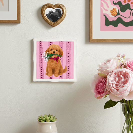 Tegeltje met illustratie - 10x10 cm - Labradoodle Hond
