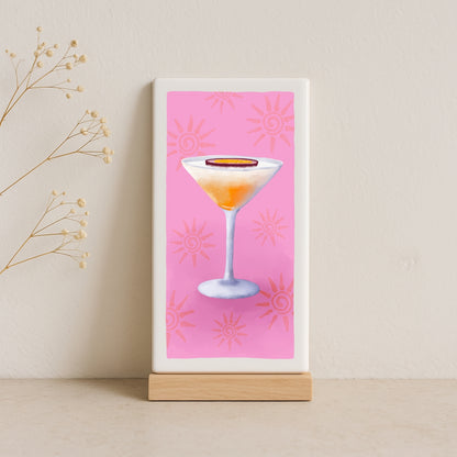 Tegeltje met illustratie - 7.5x15 cm - Cocktail Pornstar Martini