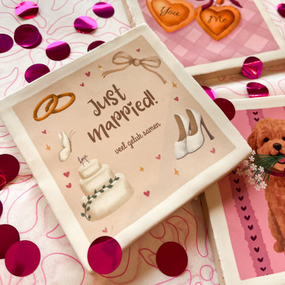 Tegeltje met illustratie - 10x10 cm - Just Married