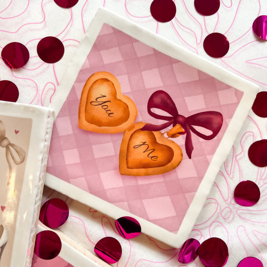 Tegeltje met illustratie - 10x10 cm - Hart You & Me