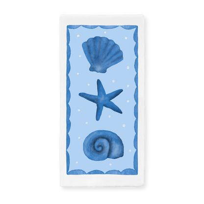 Tegeltje met illustratie - 7.5x15 cm - Blauwe Schelpen