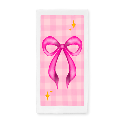Tegeltje met illustratie - 7.5x15 cm - Roze strik
