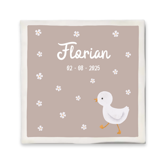 Custom tegeltje met illustratie - 10x10 cm - Eendje Taupe