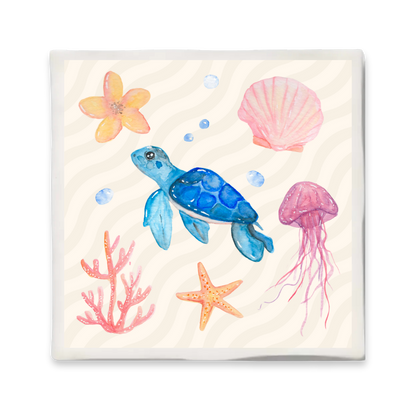 Tegeltje met illustratie - 10x10 cm - Zee leven