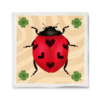 Tegeltje met illustratie - 10x10 cm - Lieveheersbeestje
