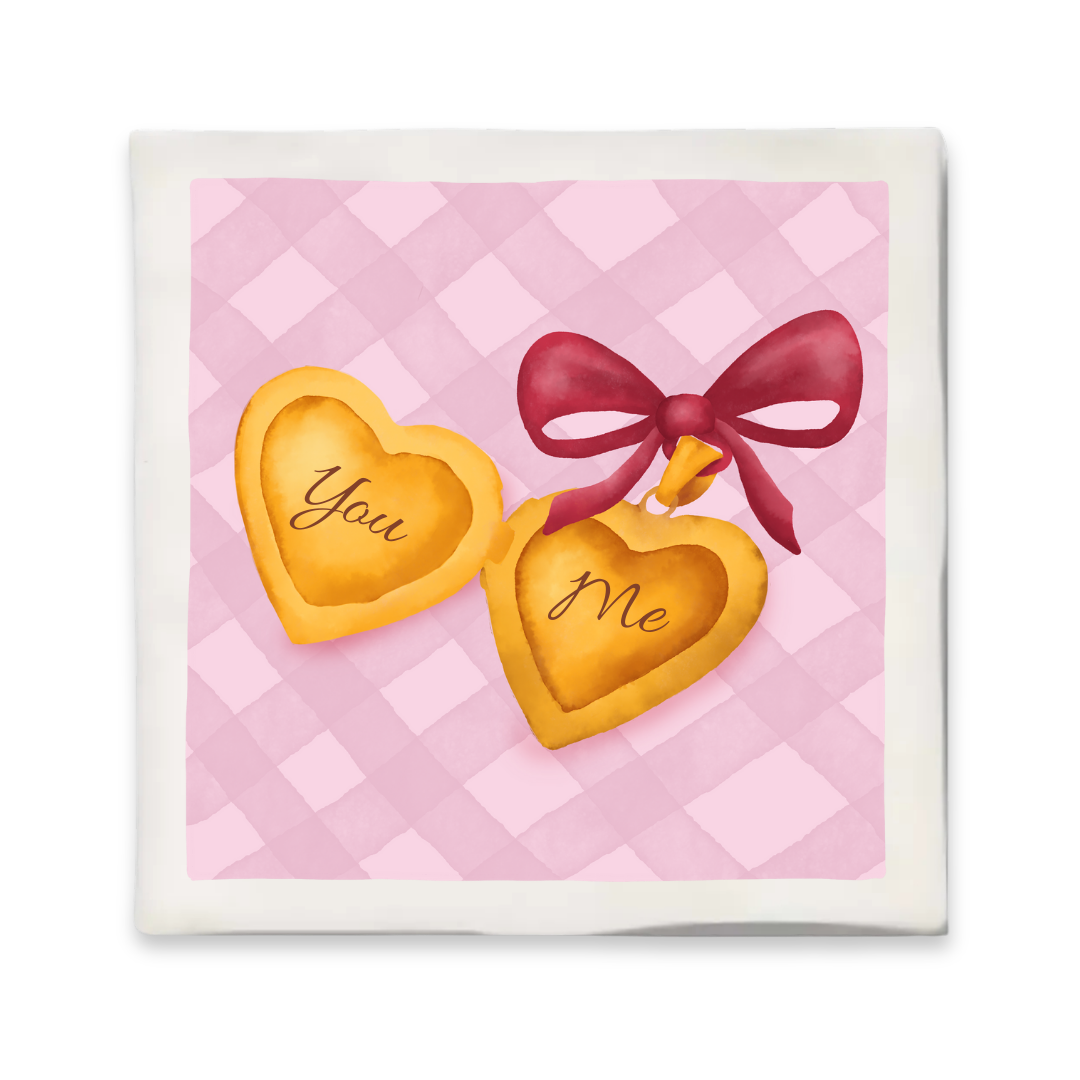 Tegeltje met illustratie - 10x10 cm - Hart You & Me