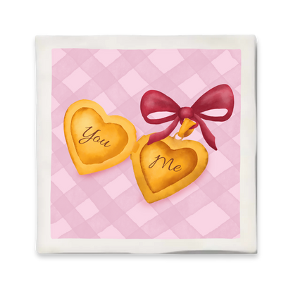 Tegeltje met illustratie - 10x10 cm - Hart You & Me