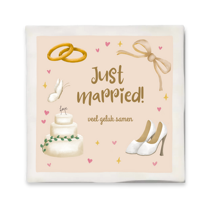 Tegeltje met illustratie - 10x10 cm - Just Married