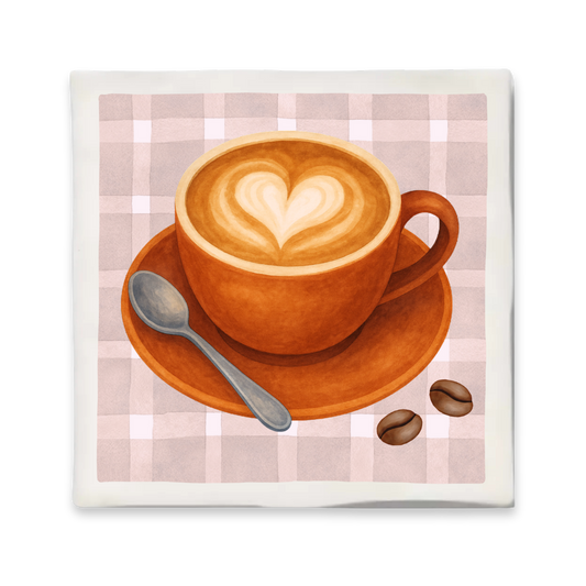 Tegeltje met illustratie - 10x10 cm - Koffie