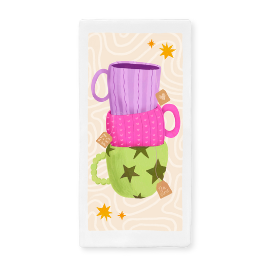 Tegeltje met illustratie - 7.5x15 cm - Thee Mokken